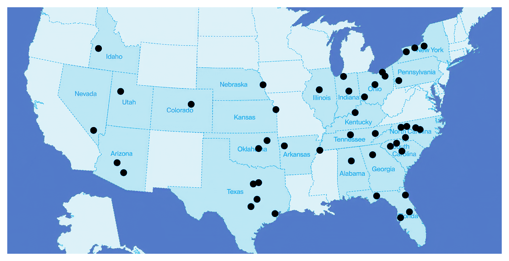 United States map of locations